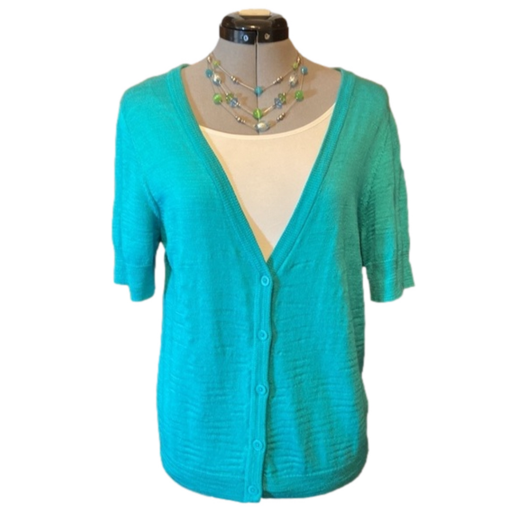 Croft & Barrow Button-Down Short Sleeve Sweater